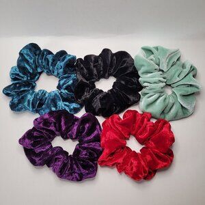 Velvet Scrunchie Set of 5 Blue Black Teal Purple Red Y2K